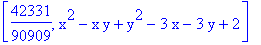 [42331/90909, x^2-x*y+y^2-3*x-3*y+2]